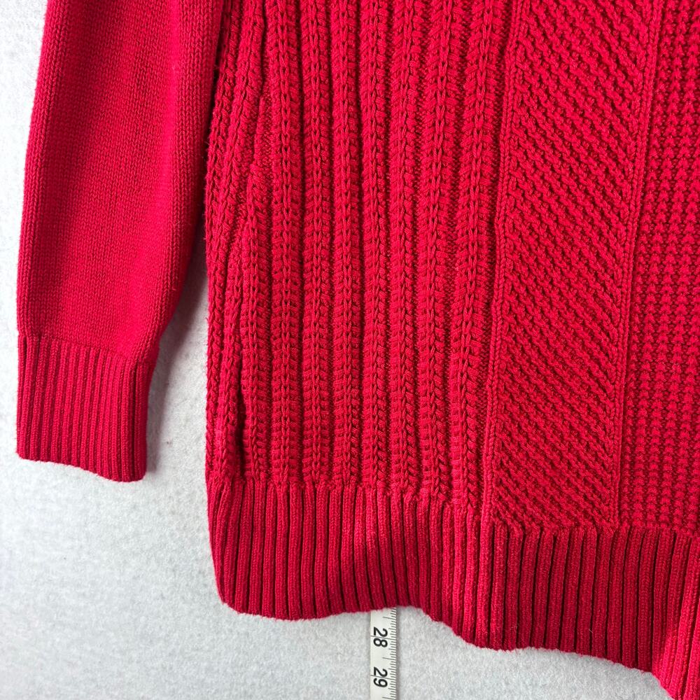 Charter Club Chunky Knit Cardigan Sweater Women's Small Red Cotton Nylon Blend - Picture 4 of 6